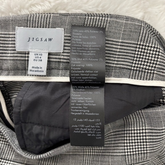 Jigsaw London Plaid Wide Leg Trouser Pants Size US 6 Gray Black Wool Blend Work - Picture 11 of 11